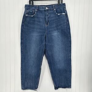 American Eagle Jeans Womens 14 Short Mom Relaxed High Rise Blue Denim Distressed